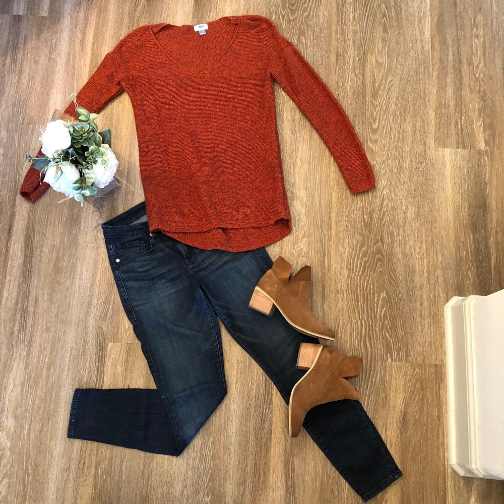Orange and Black Speckled Oversized Sweater - S